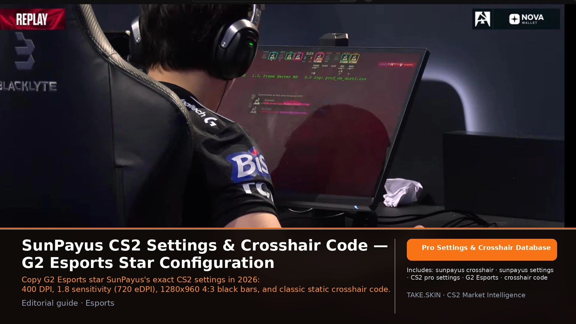SunPayus CS2 Settings & Crosshair Code — G2 Esports Star Configuration
